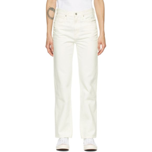 Citizens of Humanity White Daphne High-Rise Stovepipe Jeans - Picture 1 of 11
